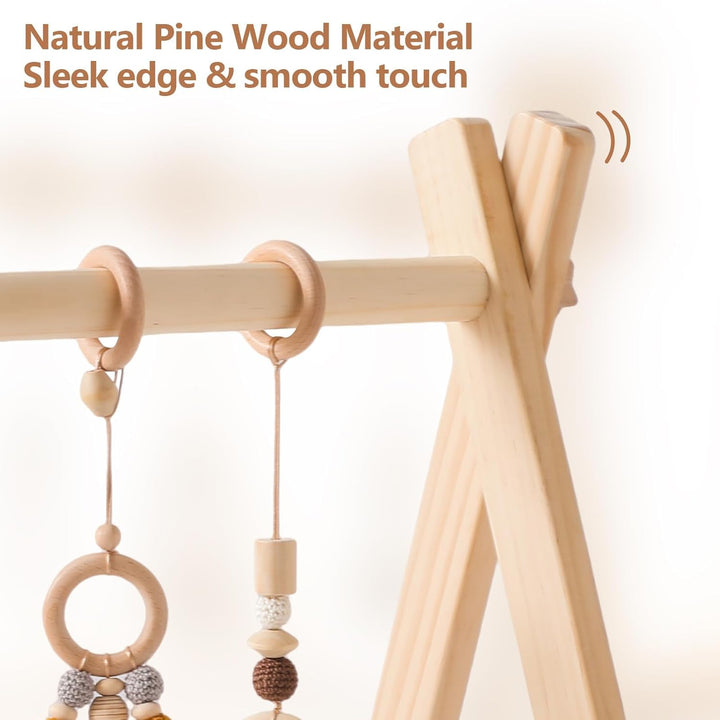 Spielbogen Baby Holz Gym Neugeborenen Spielzeug Activity Center Baby Rosa Anhänger Design Abnehmbar