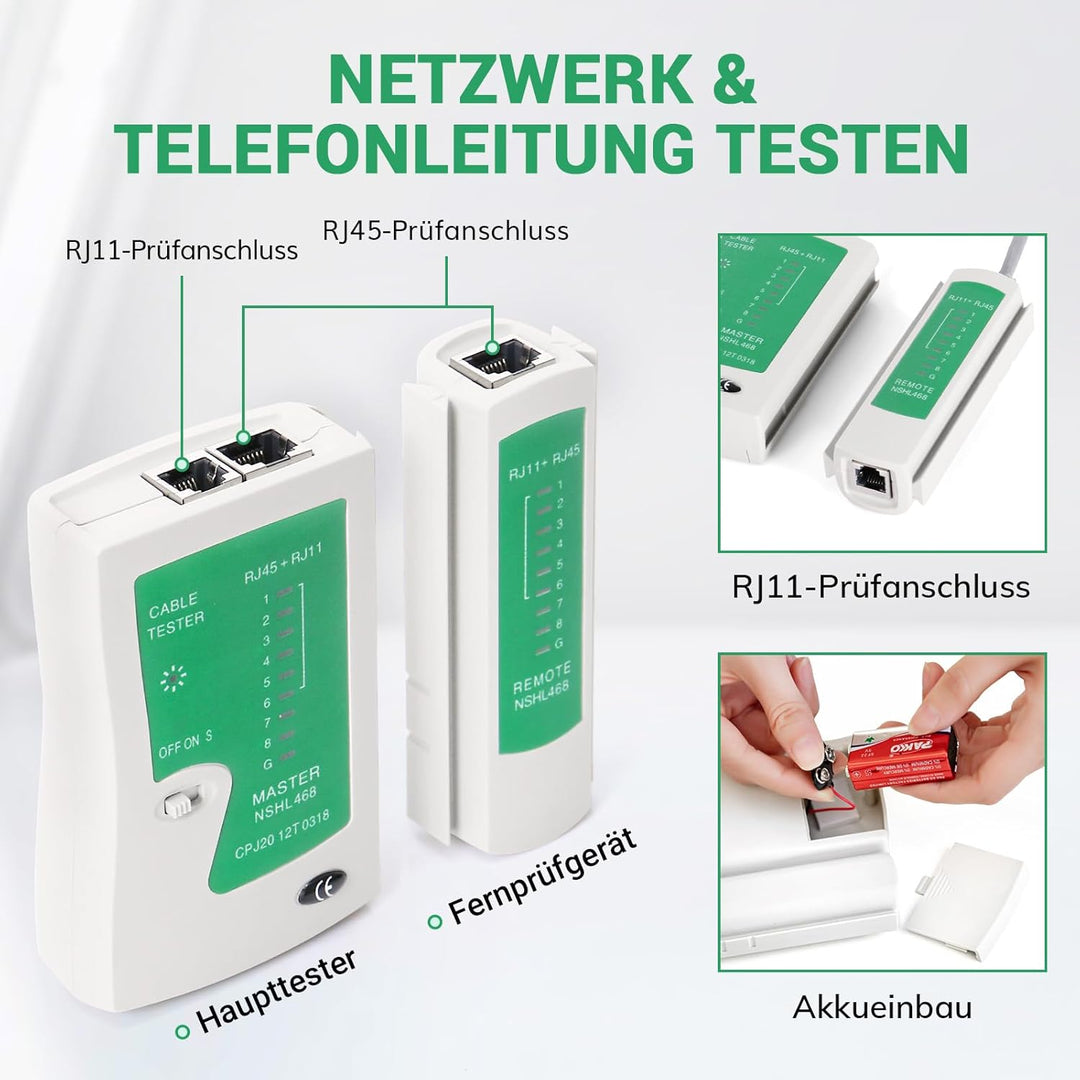 SGILE Netzwerk Werkzeug Set, RJ45/RJ11/RJ12 Crimpzange Kompatibel mit Cat5/Cat6, mit 50 x Cat6 RJ45