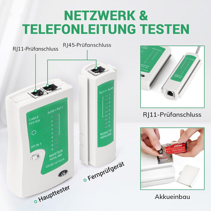 SGILE Netzwerk Werkzeug Set, RJ45/RJ11/RJ12 Crimpzange Kompatibel mit Cat5/Cat6, mit 50 x Cat6 RJ45