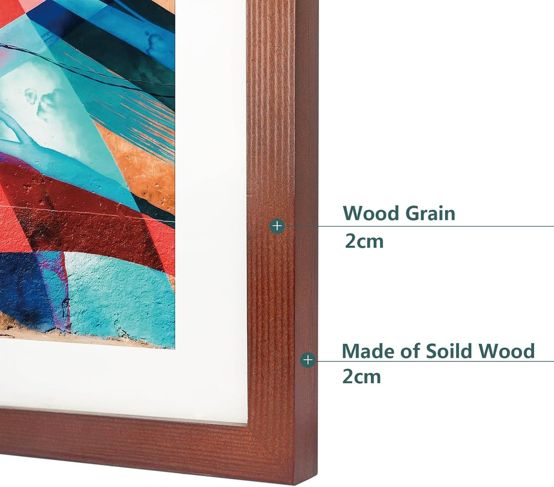 HOHIYOHolz Bilderrahmen 50x70 cm，Posterrahmen Puzzlerahmen 50x70 cm aus Eiche mit Papier-Passepartou