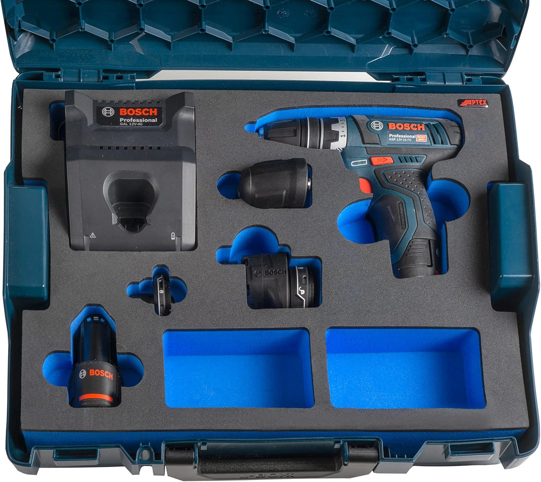 APTEX Schaumeinlage passend für Bosch Professional Akku-Bohrschrauber GSR 12V-15FC für L-Boxx 102 G4