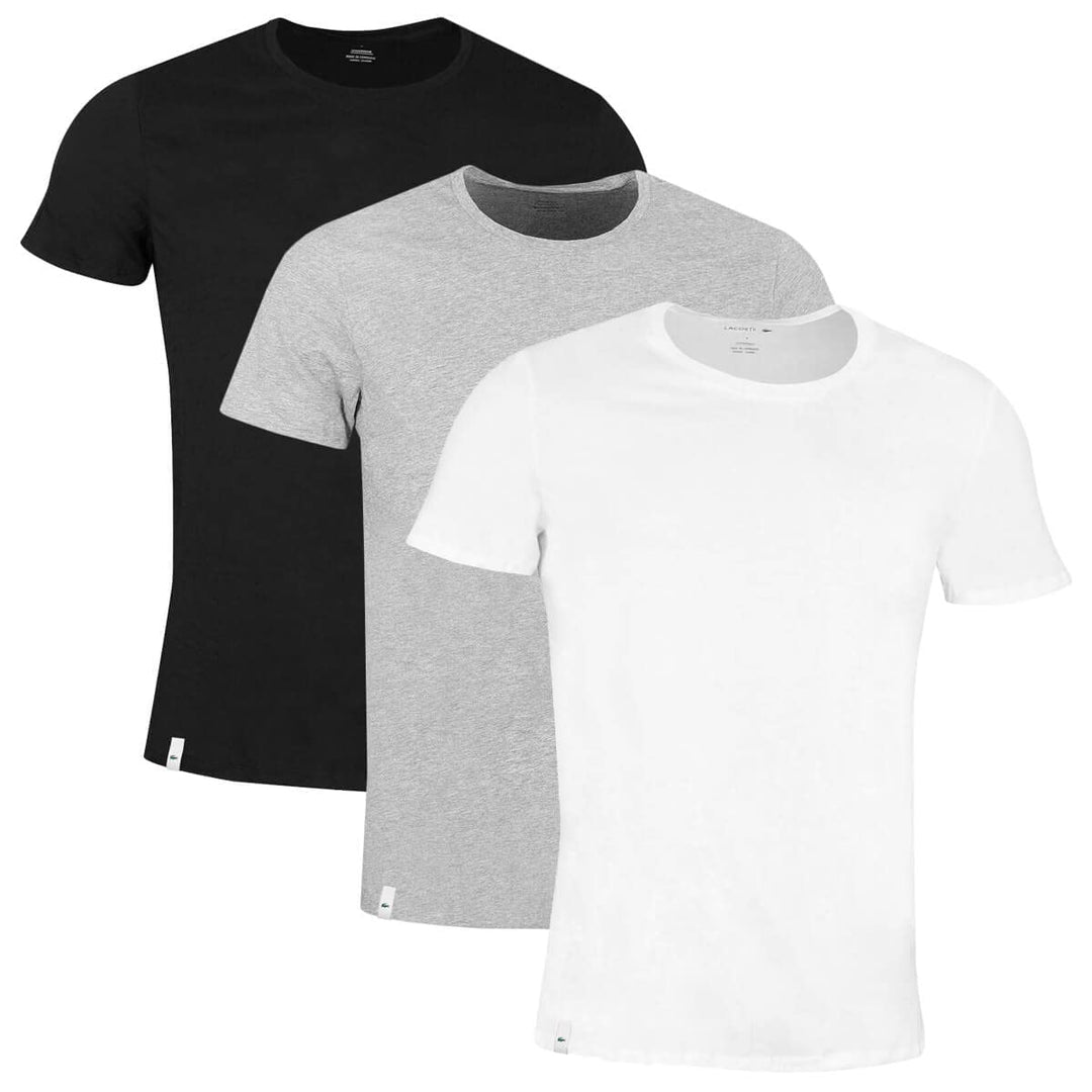 Lacoste Herren T-Shirt Rundhals TH3321, Männer Basic Tshirt,Tee,Regular Fit XL Blanc - Gris Clair -