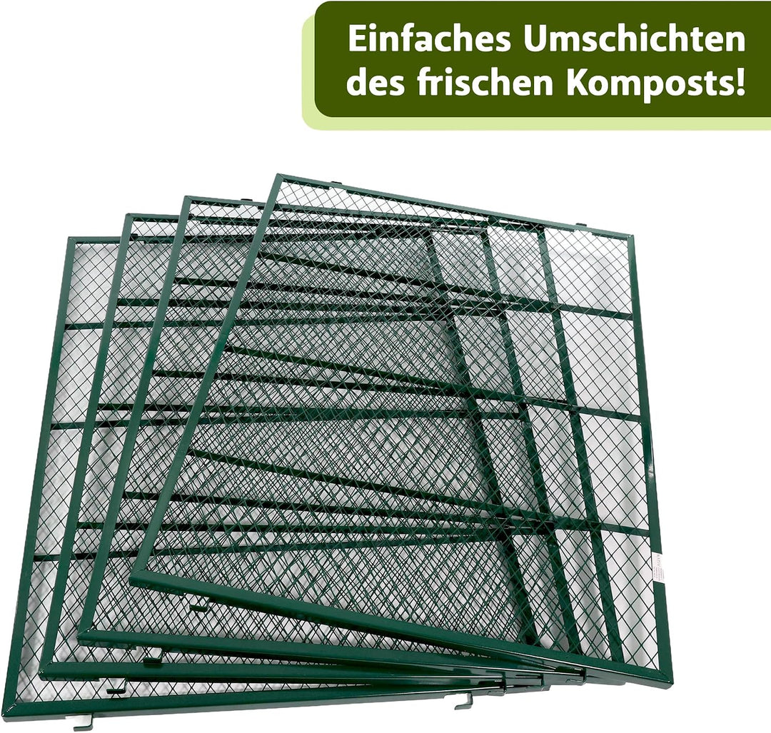 NATIV Garten Metallkomposter 80x80x70 cm dunkelgrün, Komposter mit 448 Liter Volumen, Drahtkomposter
