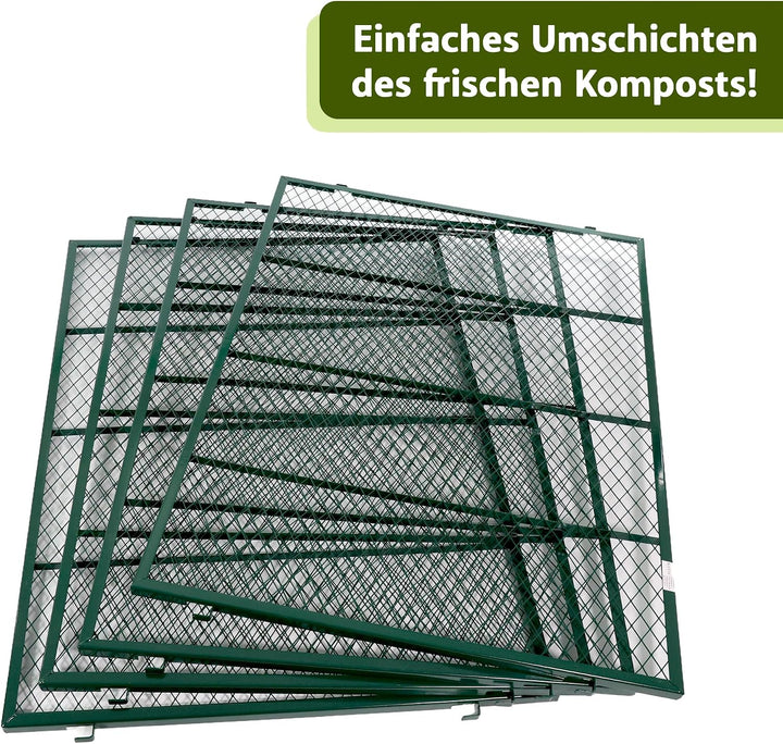 NATIV Garten Metallkomposter 80x80x70 cm dunkelgrün, Komposter mit 448 Liter Volumen, Drahtkomposter