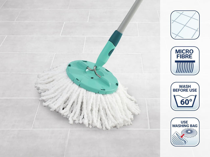 Leifheit Original Ersatzkopf Disc Mop, mit saugfähiger Microfaser, mit hoher Wasser- und Schmutzaufn