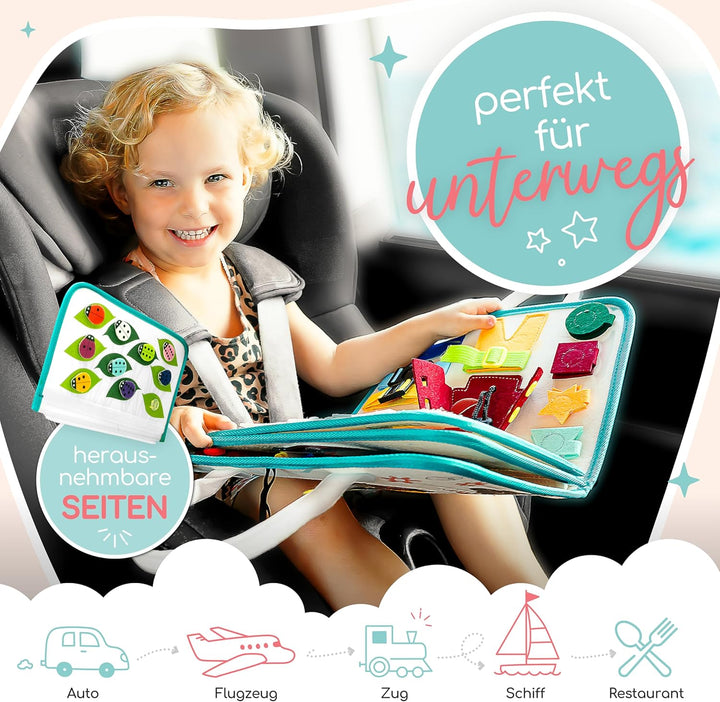 zoula kidz® Busy Board deutsch - Montessori Spielzeug ab 3 Jahre - Motorikspielzeug - Montessori Buc