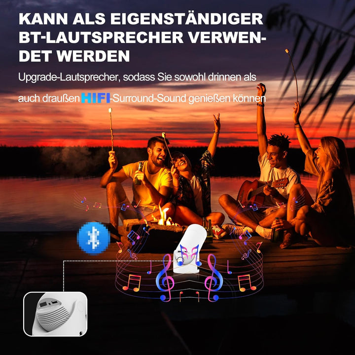 Mini Beamer mit WLAN 6 & Bluetooth 5.0, VenirCool P2 Tragbarer Projektor 13000L, 4K Unterstützung, E