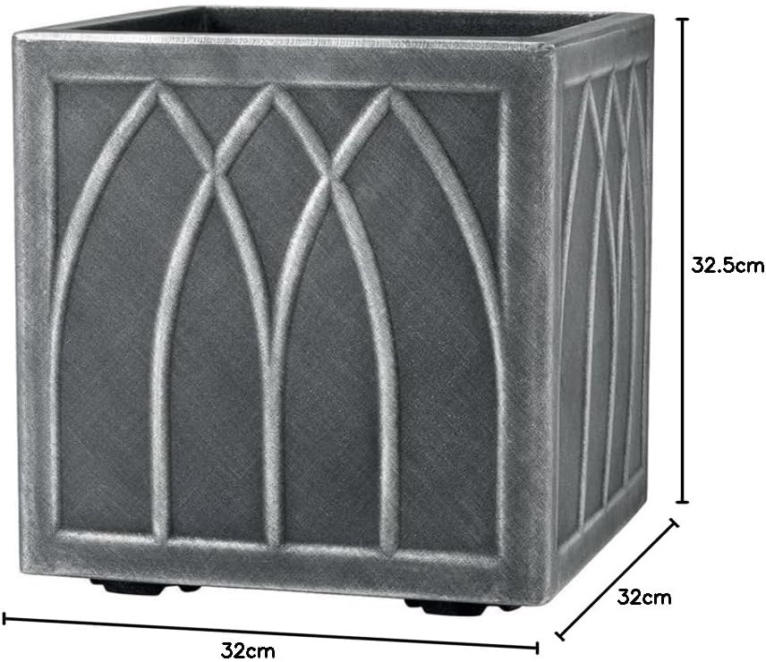 Stewart 5121031 32 cm quadratisch Versailles Pflanzgefäss – Zinn 32x32x32.5 cm, 32x32x32.5 cm