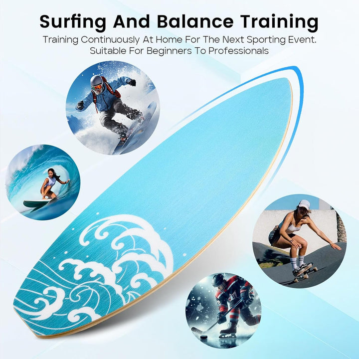 Balance Board Für Erwachsene 3-In-1,Mit Kork Rolle & Ball,Rutschfeste Oberfläche &Leise,Holz Balance