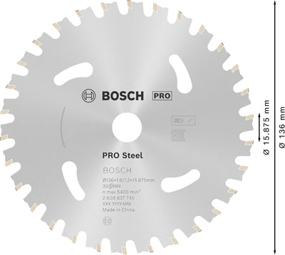 Bosch Accessories Bosch Professional 1x Kreissägeblatt Standard for Steel (Stahl, Sägeblatt Ø 136 x