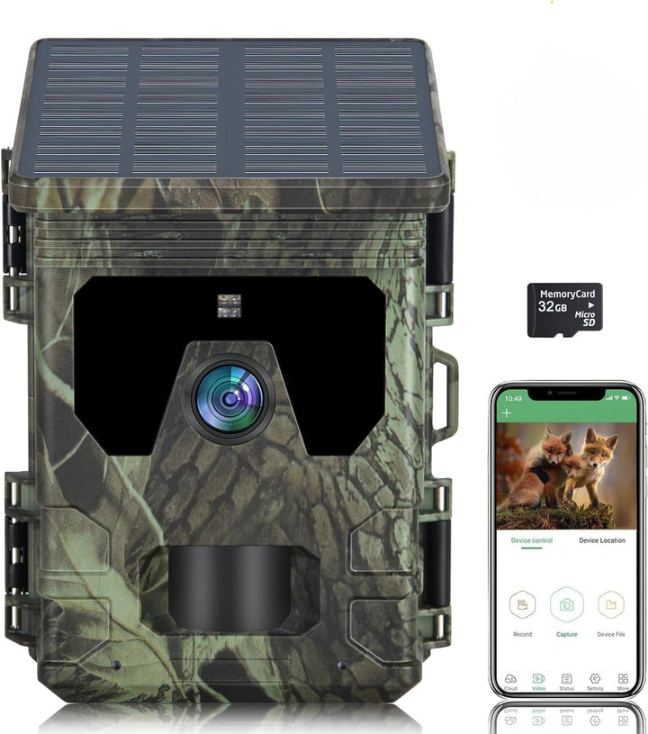 FunKind 4G Solar Wildkamera Handyübertragung App, 30MP 2K Wildtierkamera mit Nachtsicht Bewegungsmel