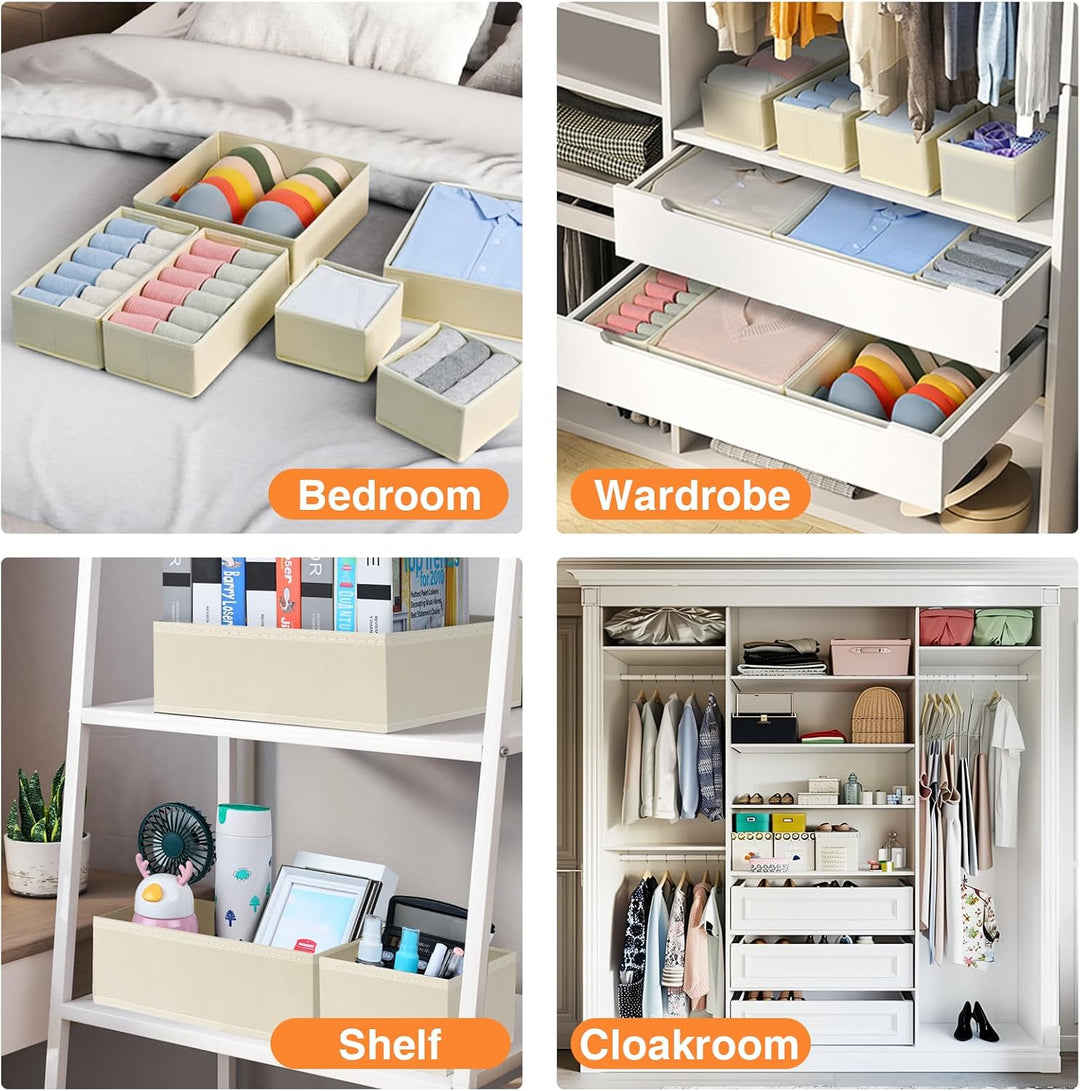 12 Stück Schrank Organizer Schubladen Organizer, Faltbare Aufbewahrungsbox Stoff, Unterwäsche Organi