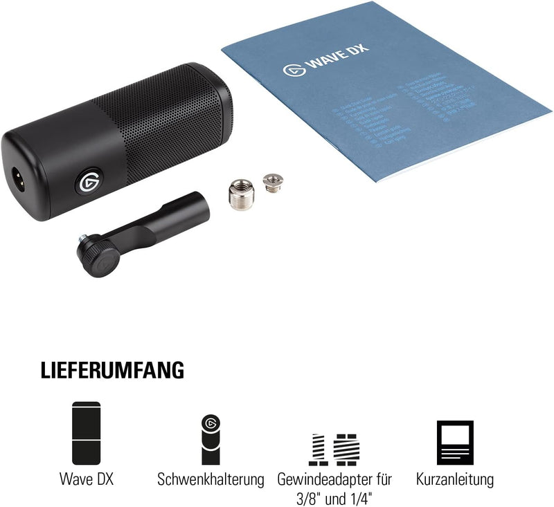 Elgato Wave DX – Dynamisches XLR-Mikro, nierenförmige Richtcharakteristik, unterdrückt Hintergrundge