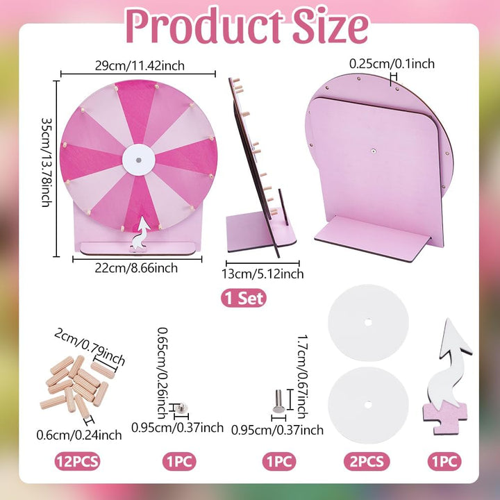 UNICRAFTALE Spinner Gewinnspiel Roulette Perlmuttrosa Drehscheibe Aus Holz Mit Beschreibbarer Und Ab