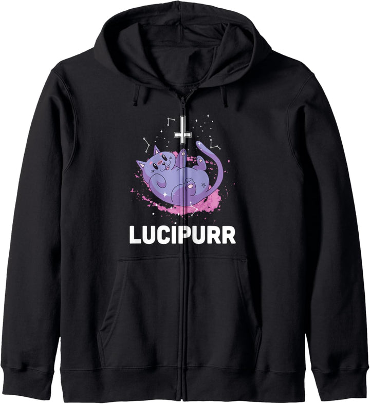 Lucipurr Hail Satan Okkulte Satanische Katze Baphomet Kapuzenjacke
