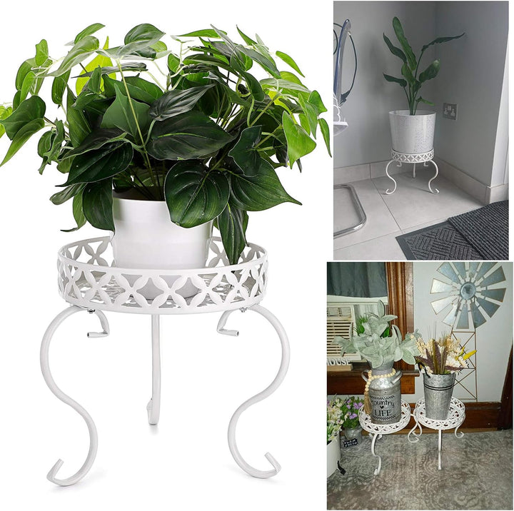 SUMNACON 1 x Kunst-Metall-Pflanzenständer, Blumentopf-Halter für den Innen- und Aussenbereich, weiss