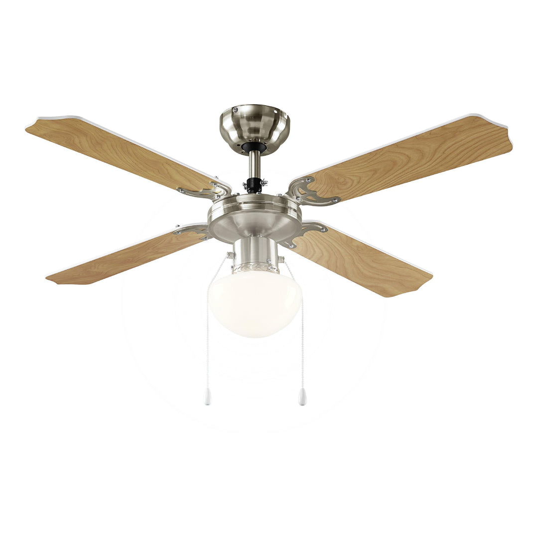 EGLO Retro Deckenventilator mit Beleuchtung, Vintage Ventilator Decke | mit Zugkette und Wendeflügel
