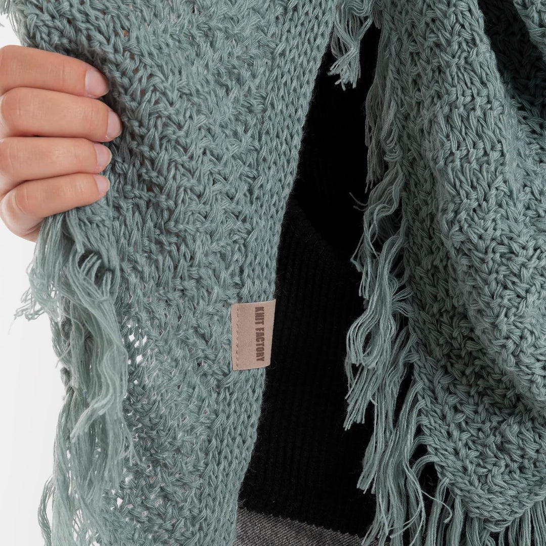 KNIT FACTORY - Dreiecksschal Amber - Damen Strickschal mit Wolle - Umschlagtuch für den Herbst und W