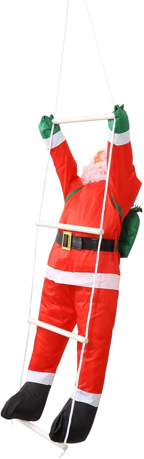 BESPORTBLE Weihnachtsmann auf Leiter Kletternder Weihnachtsmann Kletter Nikolaus Figur Santa Claus O