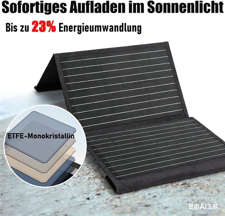 30W Tragbares Faltbares Solarpanel mit Schnellladefunktion, USB-/DC-/Typ-C-Ausgängen, Solarladegerät