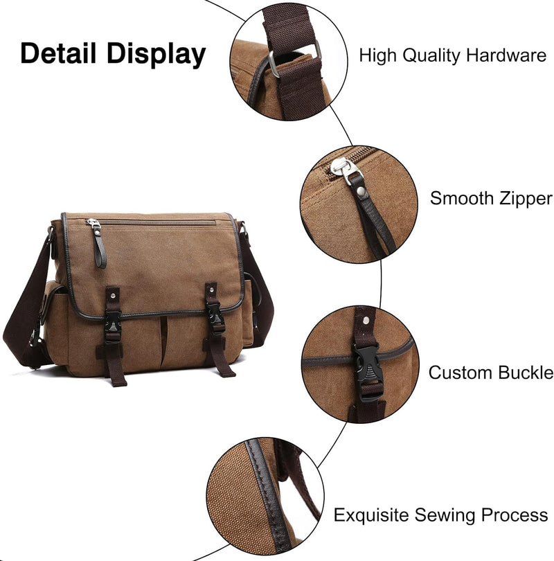 FANDARE Segeltuch Umhängetasche Herren Arbeitstasche Messenger Bag Schultertasche Aktentaschen passe