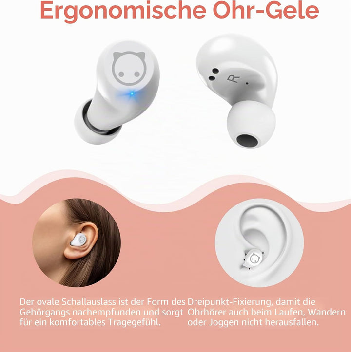 Togetface Pink Bluetooth Headphones In-Ear Wireless Headphones Earphones with Cute Cat Charging Case