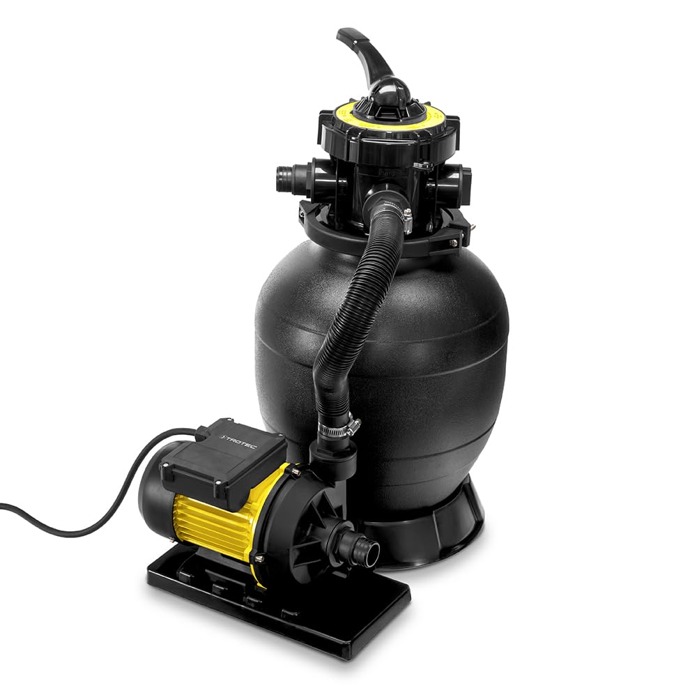 TROTEC Sandfilterpumpe TSP 10000 EF 10000 l/h Pool Filterpumpe mit 7 Wege Ventil und Vorfilter geeig