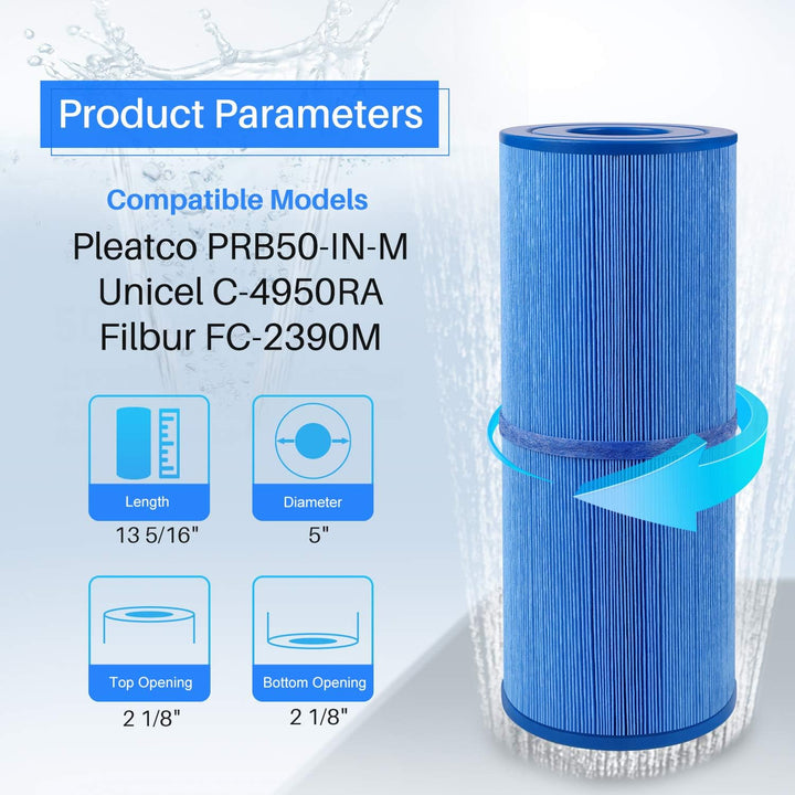 POOLPURE für antimikrobielle Spa-Filter Pleatco PRB50-IN-M, Unicel C-4950RA, Guardian 413-212-02, Fi