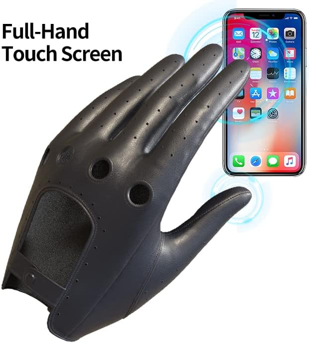 MGGM collection Damen Leder Autohandschuhe Lederhandschuhe Ungefüttert XS Schwarz(thouchscreen), XS