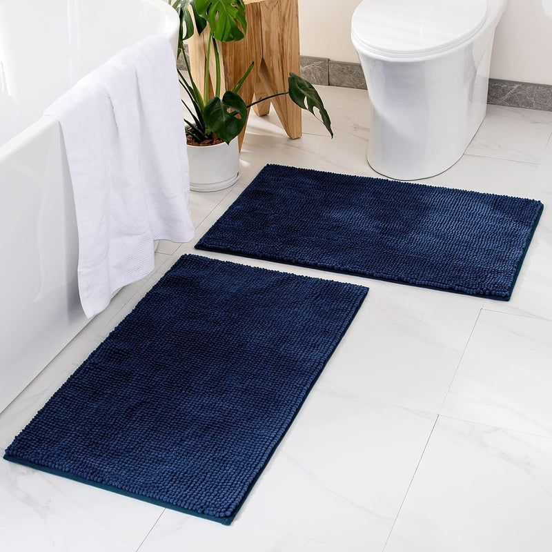 MIULEE Badematte 60x90cm Set 2 teilig Chenille Badteppich Badezimmerteppich rutschfest Waschbar Dusc