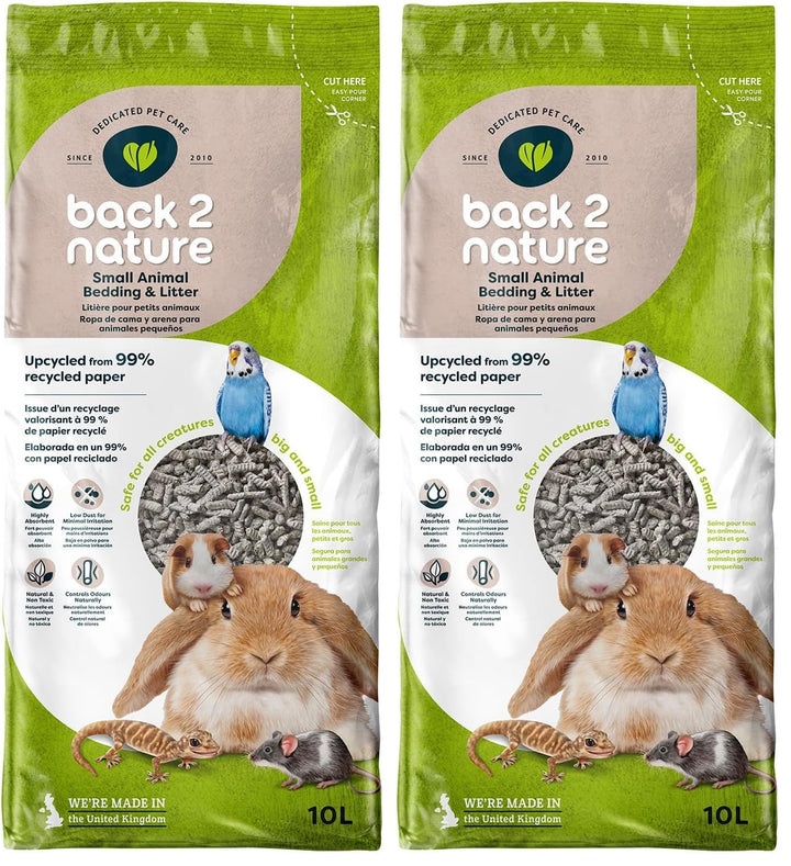 Back 2 Nature Einstreu & Streu (10l) – Hochabsorbierend, aus 99% Recyclingpapier, weich & sicher für
