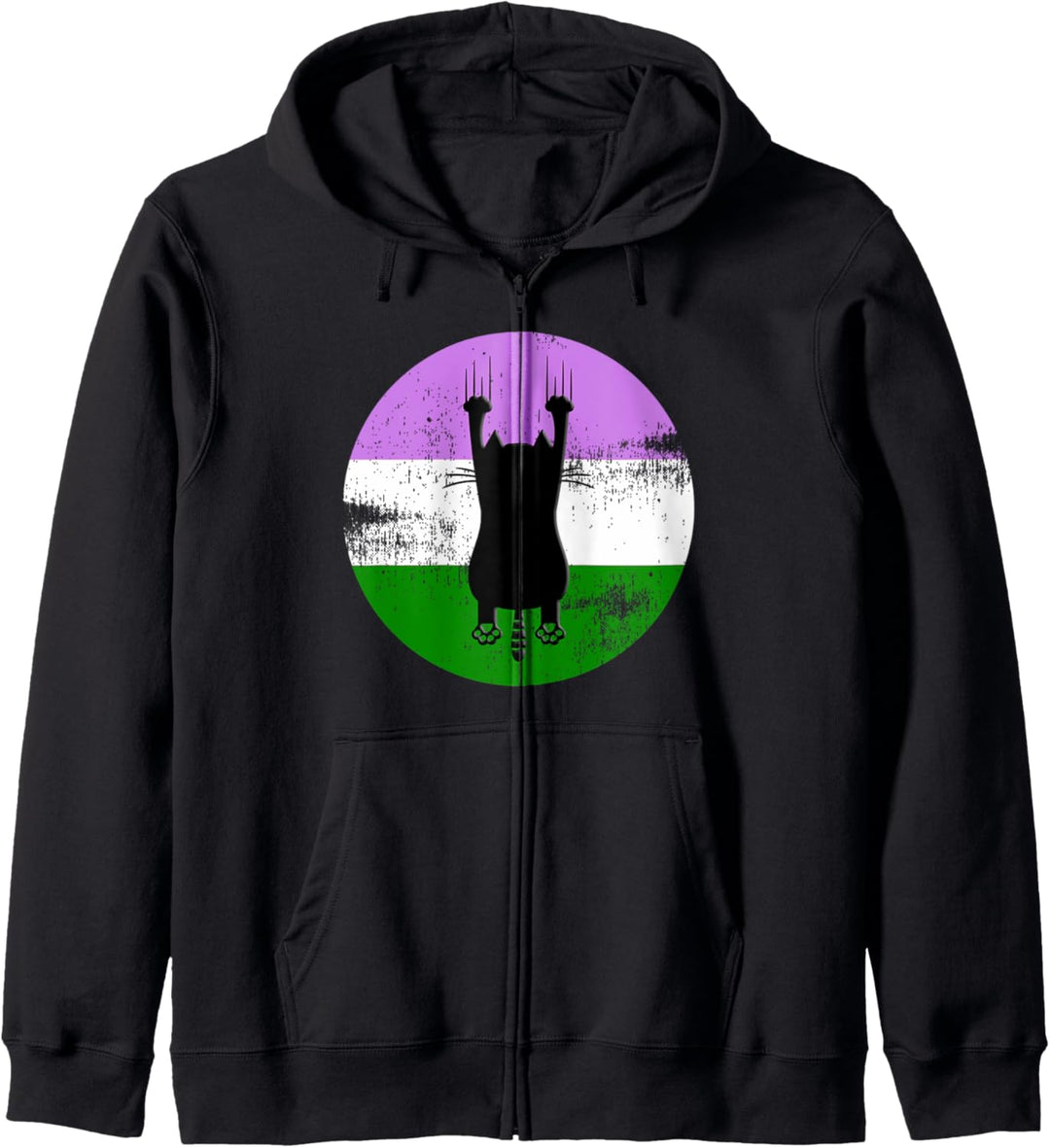 Genderqueer Stolz Katze Genderqueer Flagge Farben Kapuzenjacke