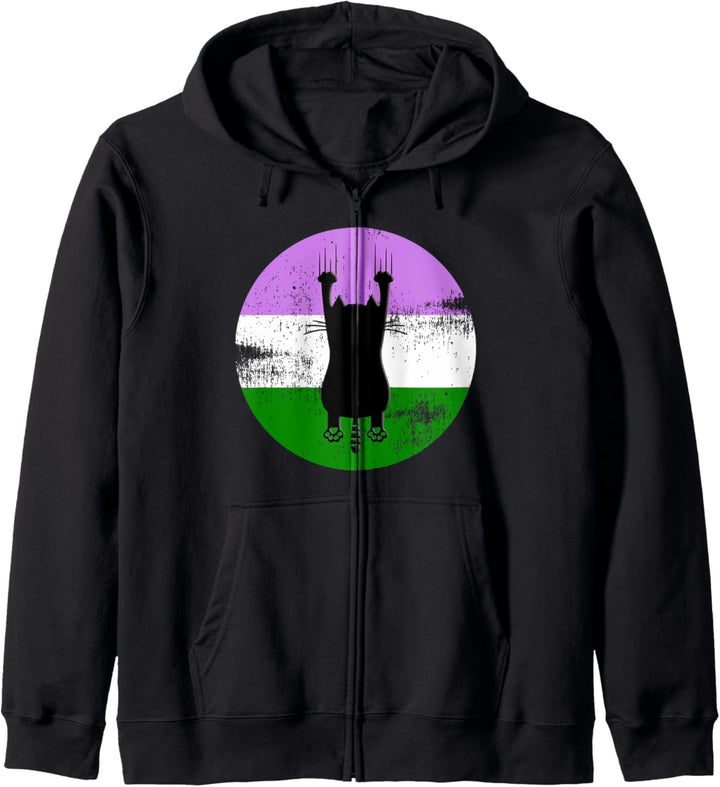 Genderqueer Stolz Katze Genderqueer Flagge Farben Kapuzenjacke