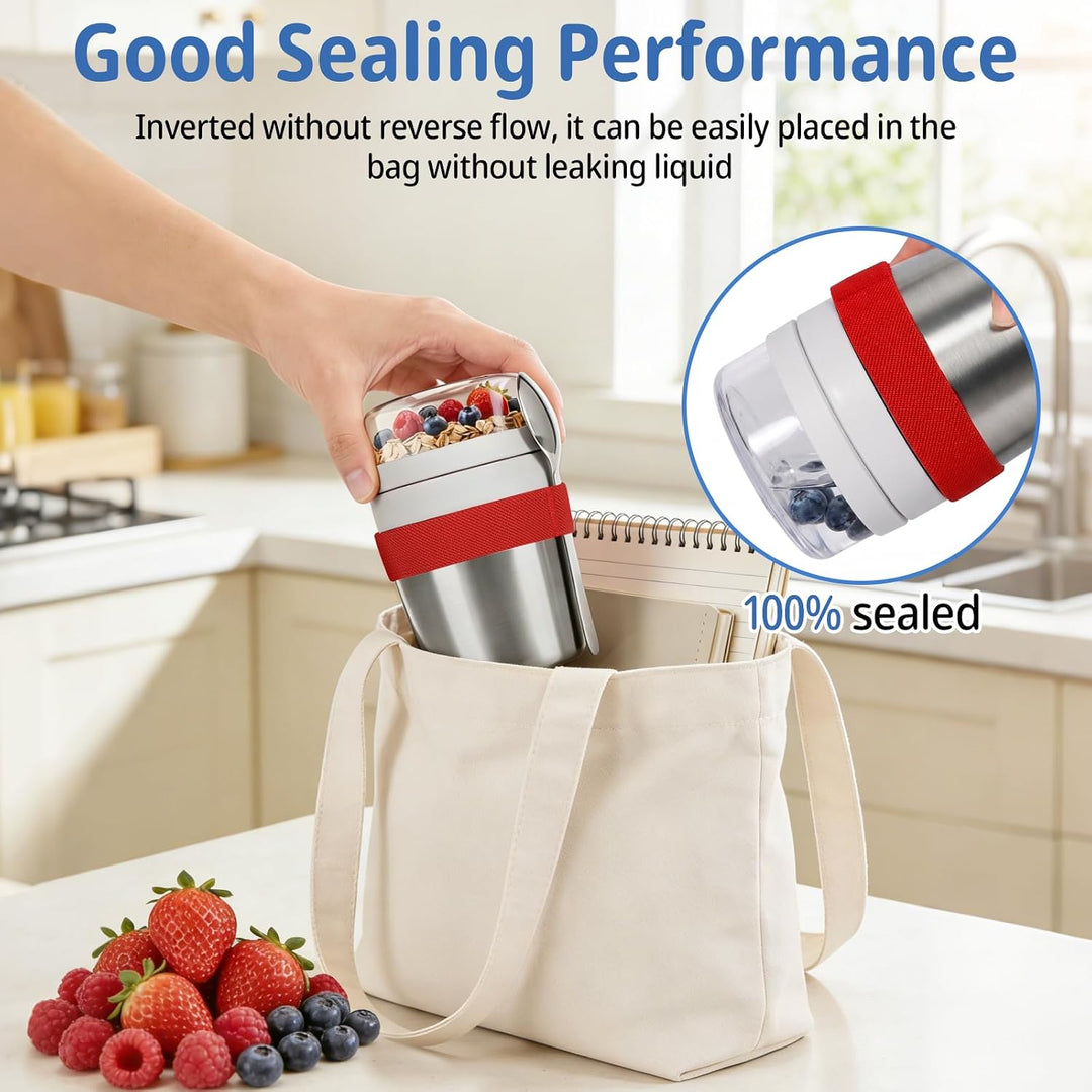 Cereal Cup to Go Stainless Steel, Cereal Cup to Go Rot, Rot