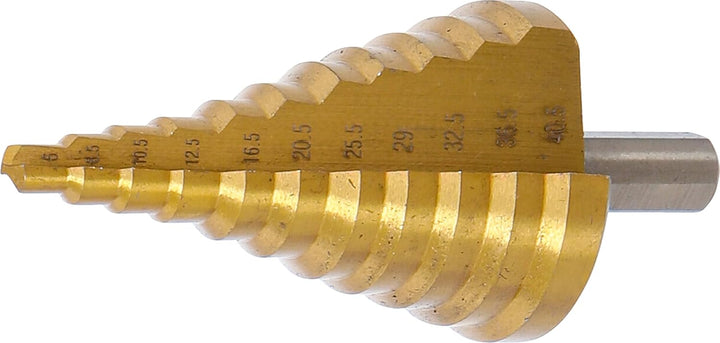 BGS 1615 | Stufenbohrer | titannitriert | Ø 6 - 40,5 mm | HSS-Stahl | Schälbohrer | Konusbohrer | Ke