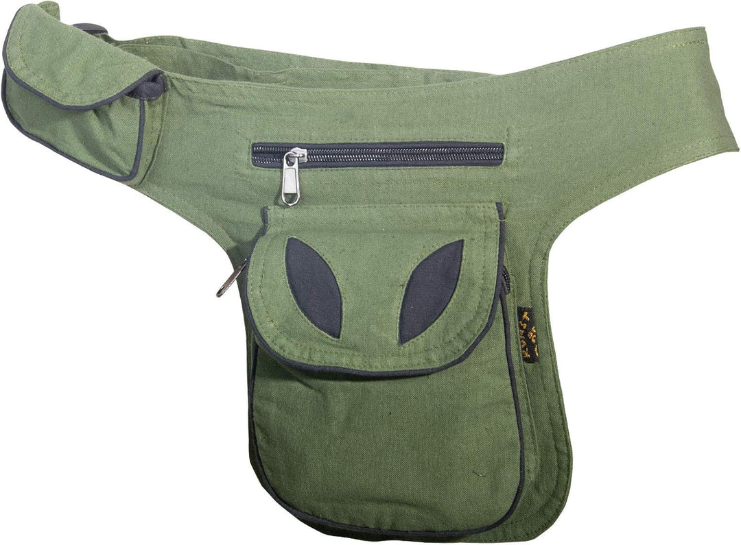 Kunst und Magie Goa Schulter-Bauchtasche Gürteltasche Hippie Psy Army Green / Schwarz, Army Green /