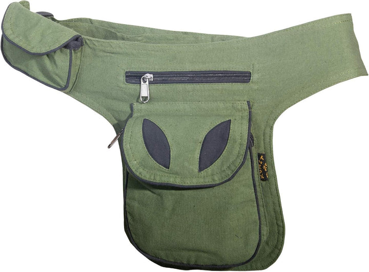 Kunst und Magie Goa Schulter-Bauchtasche Gürteltasche Hippie Psy Army Green / Schwarz, Army Green /