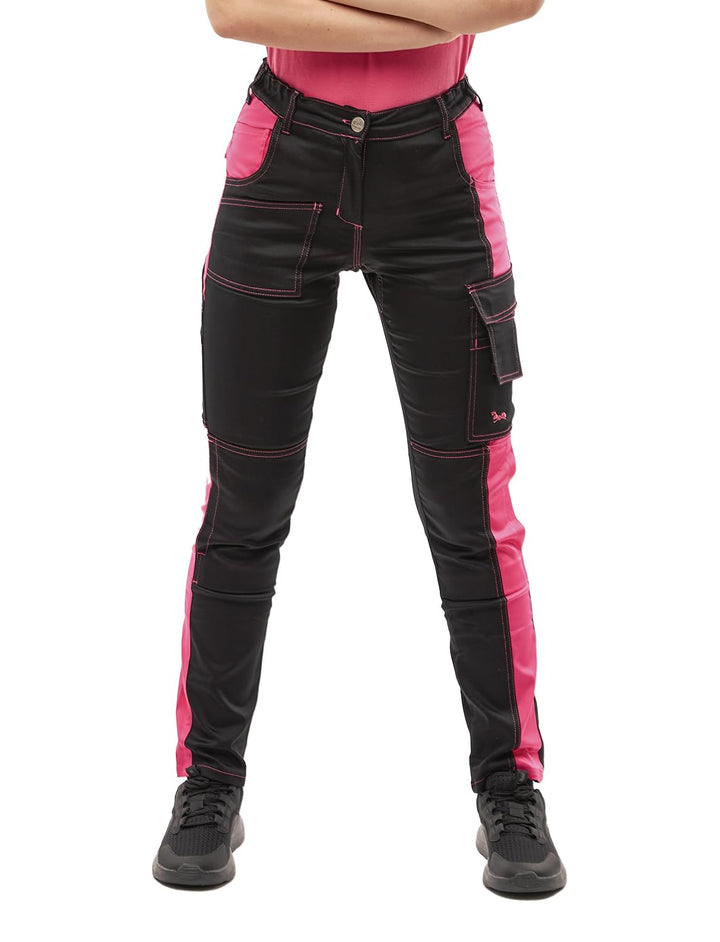 strongAnt Damen Arbeitshose komplett Stretch für Frauen Bundhose mit Kniepolstertaschen Schwarz Grau