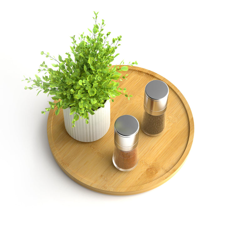 Homerays Bambus Drehteller Organizer Lazy Susan, Drehteller Küchen Organizer-22cm, Anti-Rutsch-Gewür