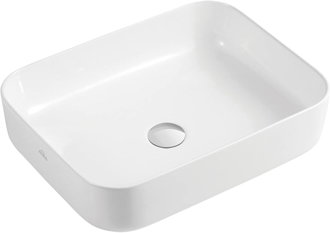 VBChome Waschbecken 51 x 40 cm Keramik Weiss Oval Pop-up ventil Click-Clack Waschtisch Handwaschbeck