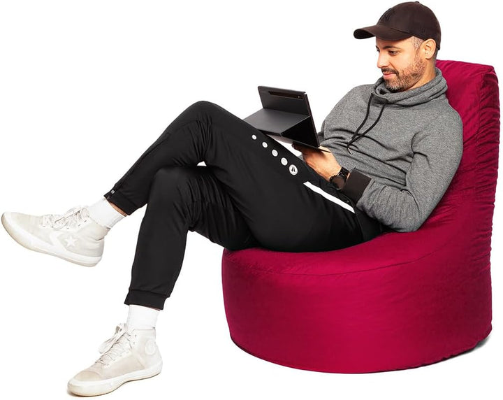 PATCH HOME Gamer Kissen Lounge Kissen Sitzsack Sessel Sitzkissen Bean Bag + Würfel/Hocker mit Reissv