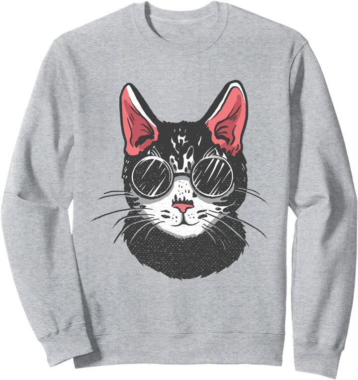 Coole schwarze Katze mit Sonnenbrille | Lustige Katze Retro Sweatshirt