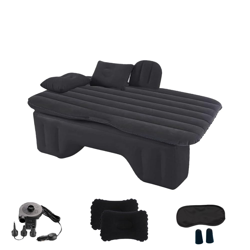 Auto Matratze, Schwarz Auto Luftmatratze,Ausgestattet mit zwei Kissen und einer aufblasbaren Pumpe,