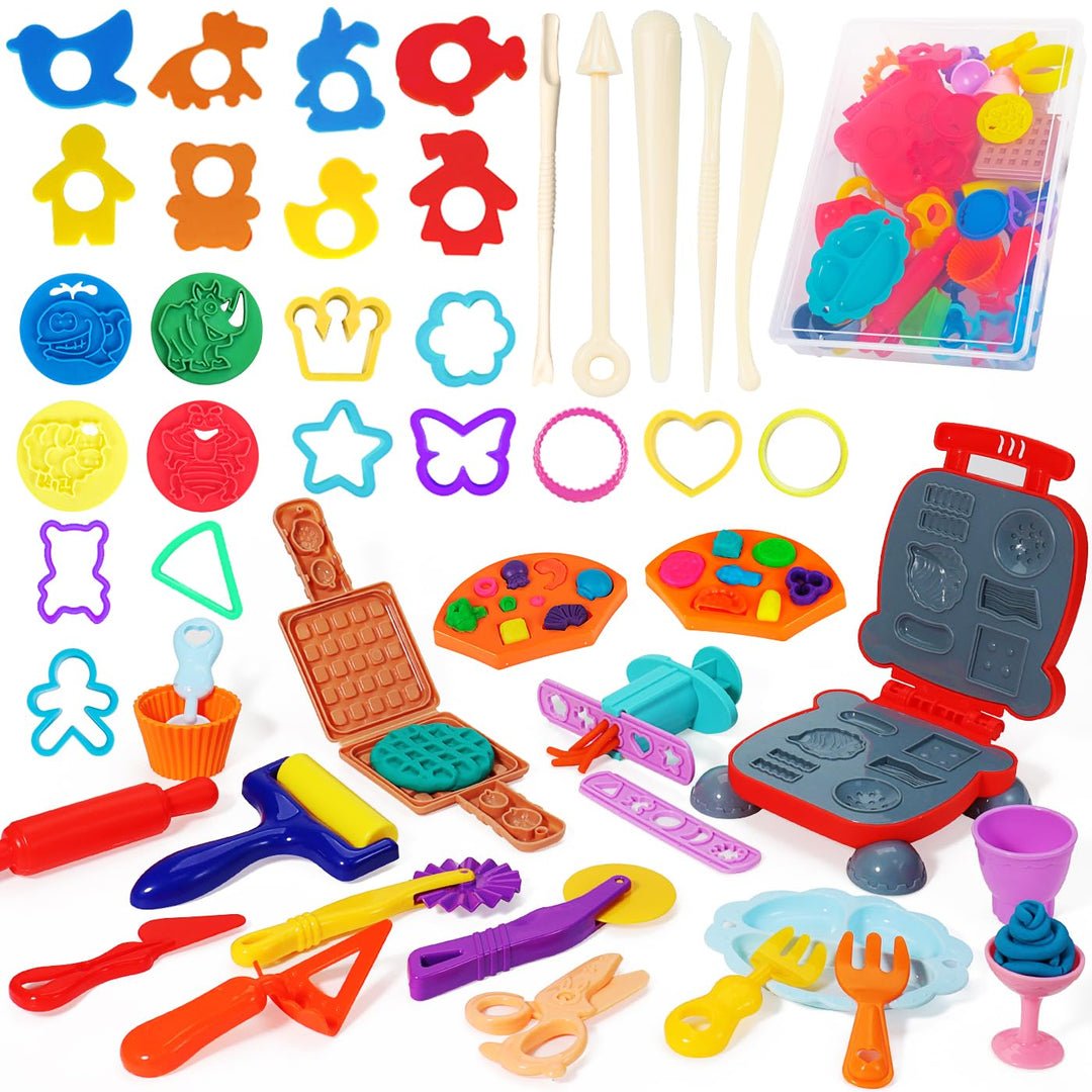Knetwerkzeug, 48 Stück Knete Zubehör Kitchen Creations Burger Pasta Küchenspielset, Kinder Plastilin