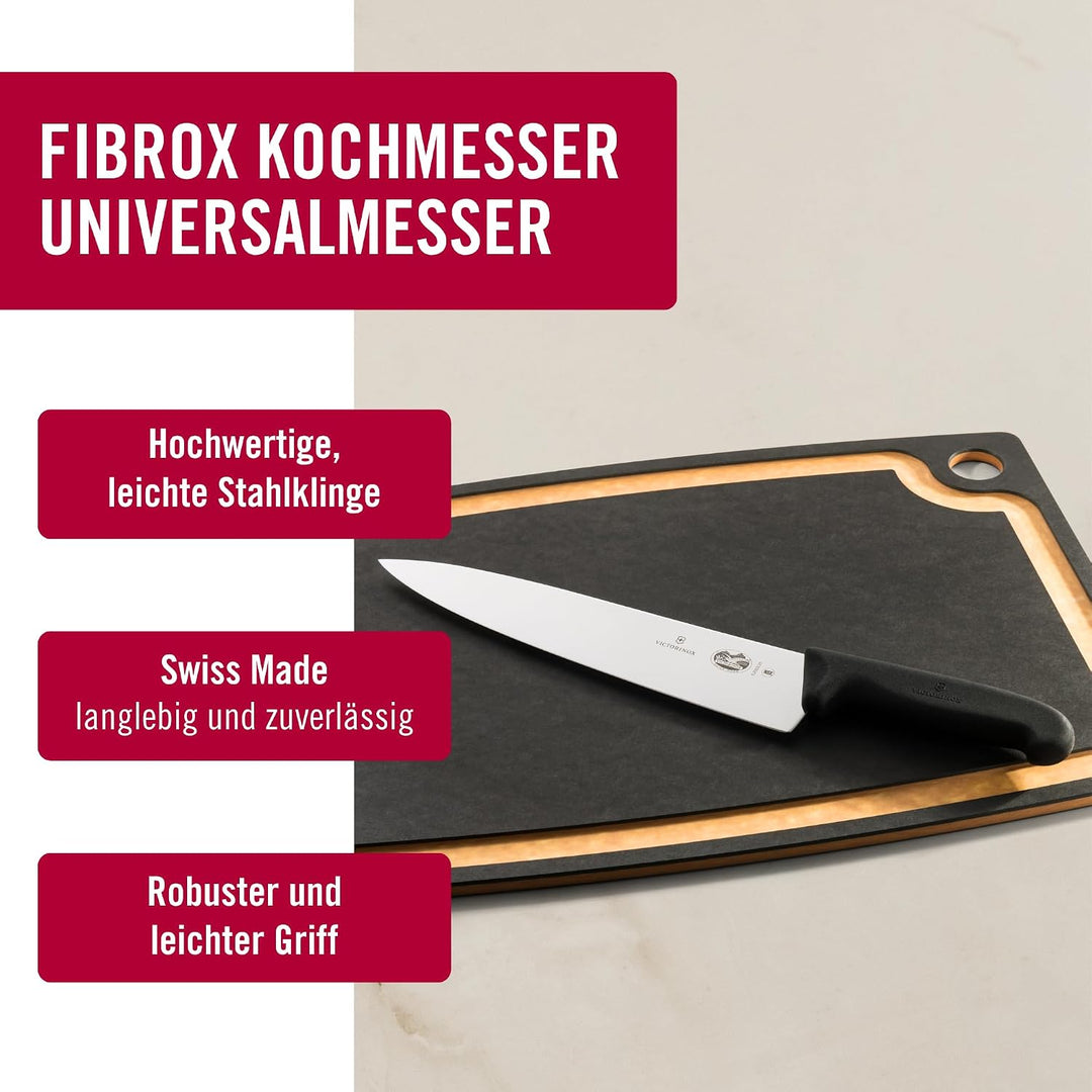 Victorinox Fibrox Kochmesser, Breites Universalmesser für Fleisch, Fisch, Gemüse und Kräuter, 25 cm,