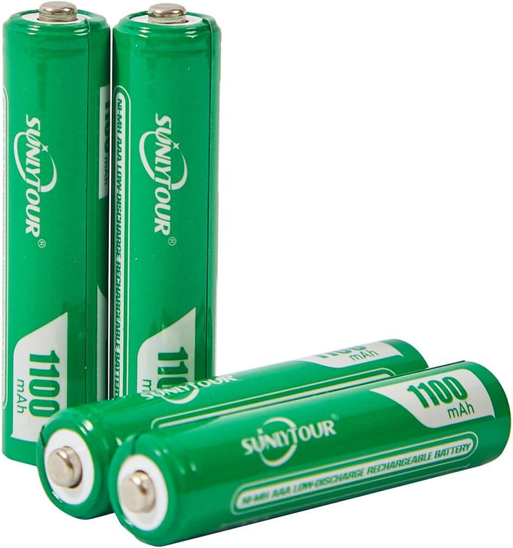 2800mAh NI-MH AA Batterie & 1100mAh NI-MH AAA Batterie mit Ladegerät,SUNLYTOUR 4 Stück 2800mAh AA NI