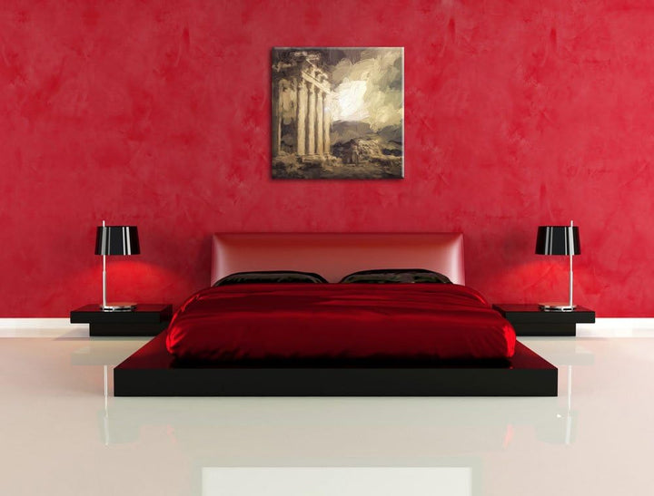 Pixxprint Apollon Tempel Ruine in Side als Leinwandbild/Grösse: 70x70 cm/Wandbild/Kunstdruck/fertig