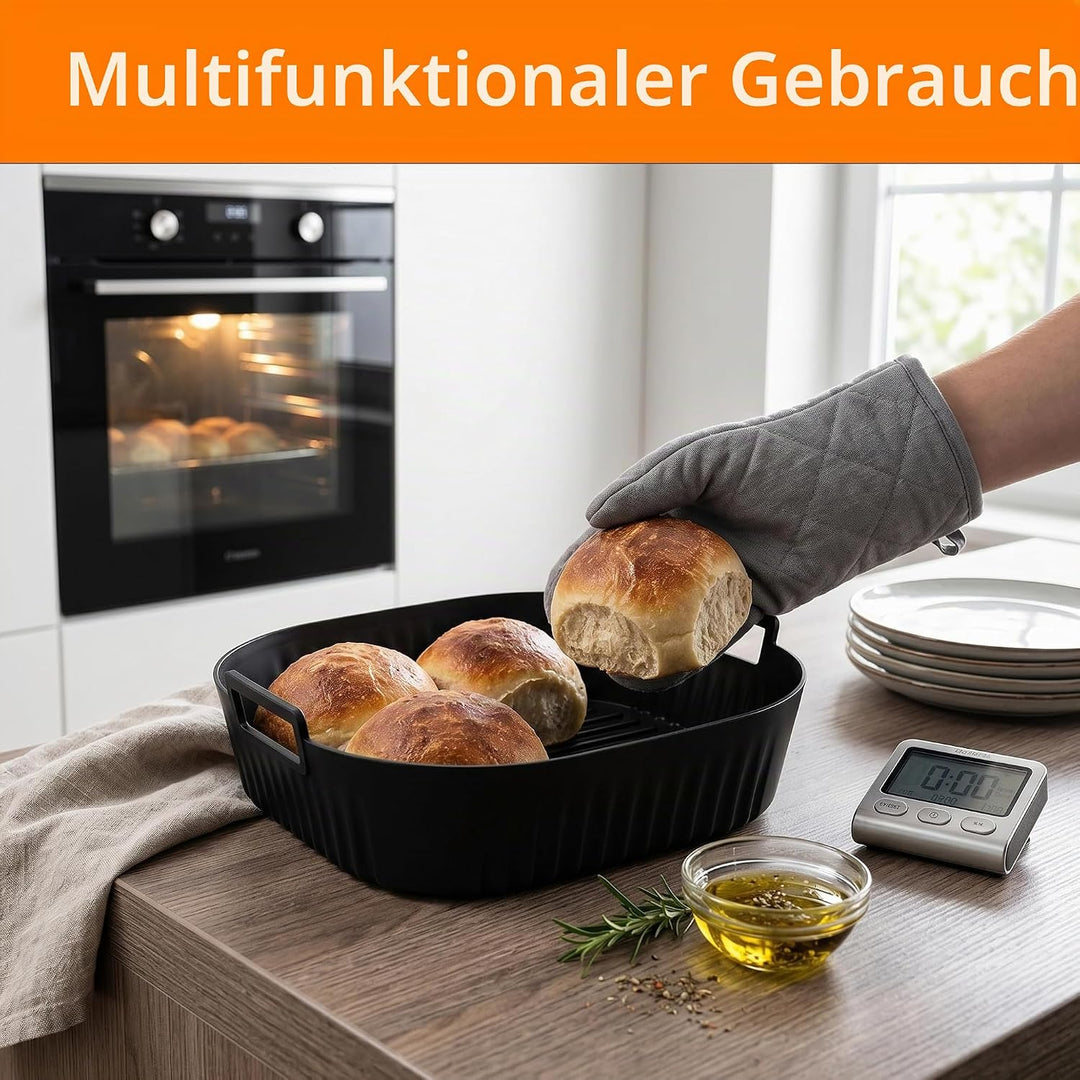 3 Stück Airfryer Silikon Zubehör für Ninja Crispi Pro AS101 Spritzschutzgitter + Silikonauskleidung