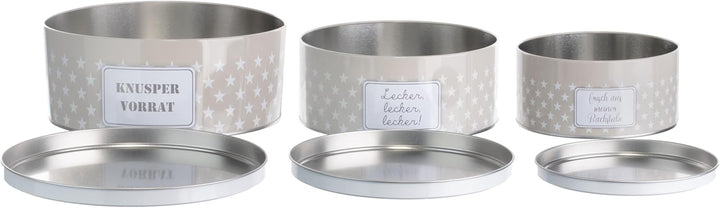 Brandsseller 3er Set Plätzchendosen aus Metall – stapelbare, runde Keksdosen mit Deckel - lebensmitt
