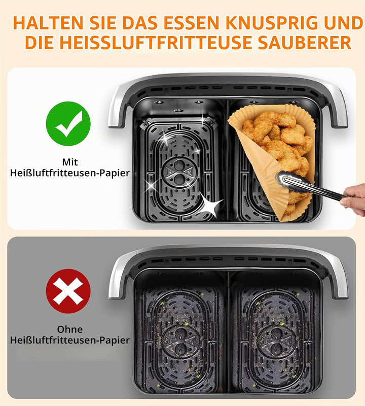 Backpapier für Heissluftfritteuse 150 pcs für Ninja Flex Drawer Dual Zone AF500EU 10,4L, Airfryer Ba